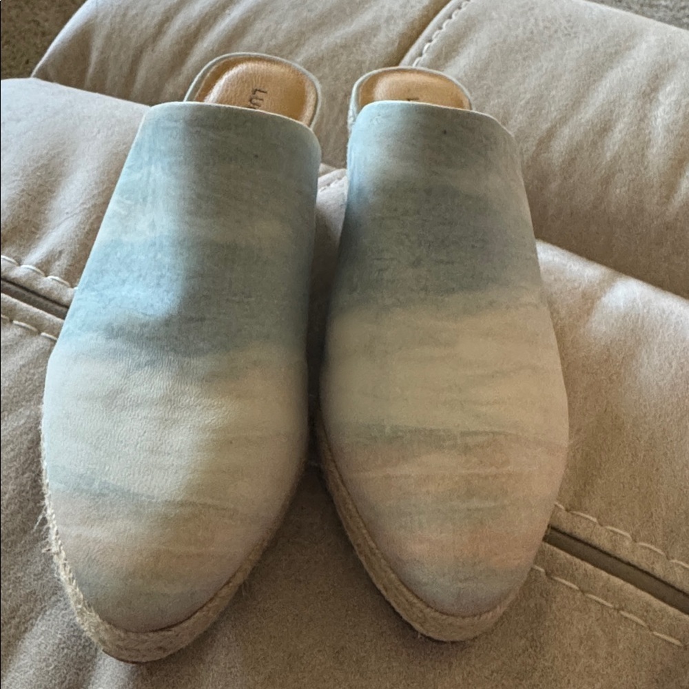Lucky Brand Luciana Mule Light Blue Denim Swirl Shoes Size 6 NWOB Slip On - Picture 7 of 10